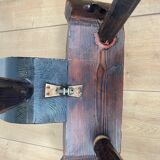 Pair of low tripod chairs in solid wood, mid-20th century.