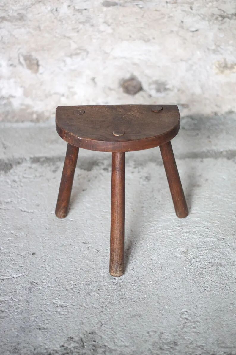 Vintage stool, wooden stool, tripod stool, milking stool, plant stand, interior decor, stool