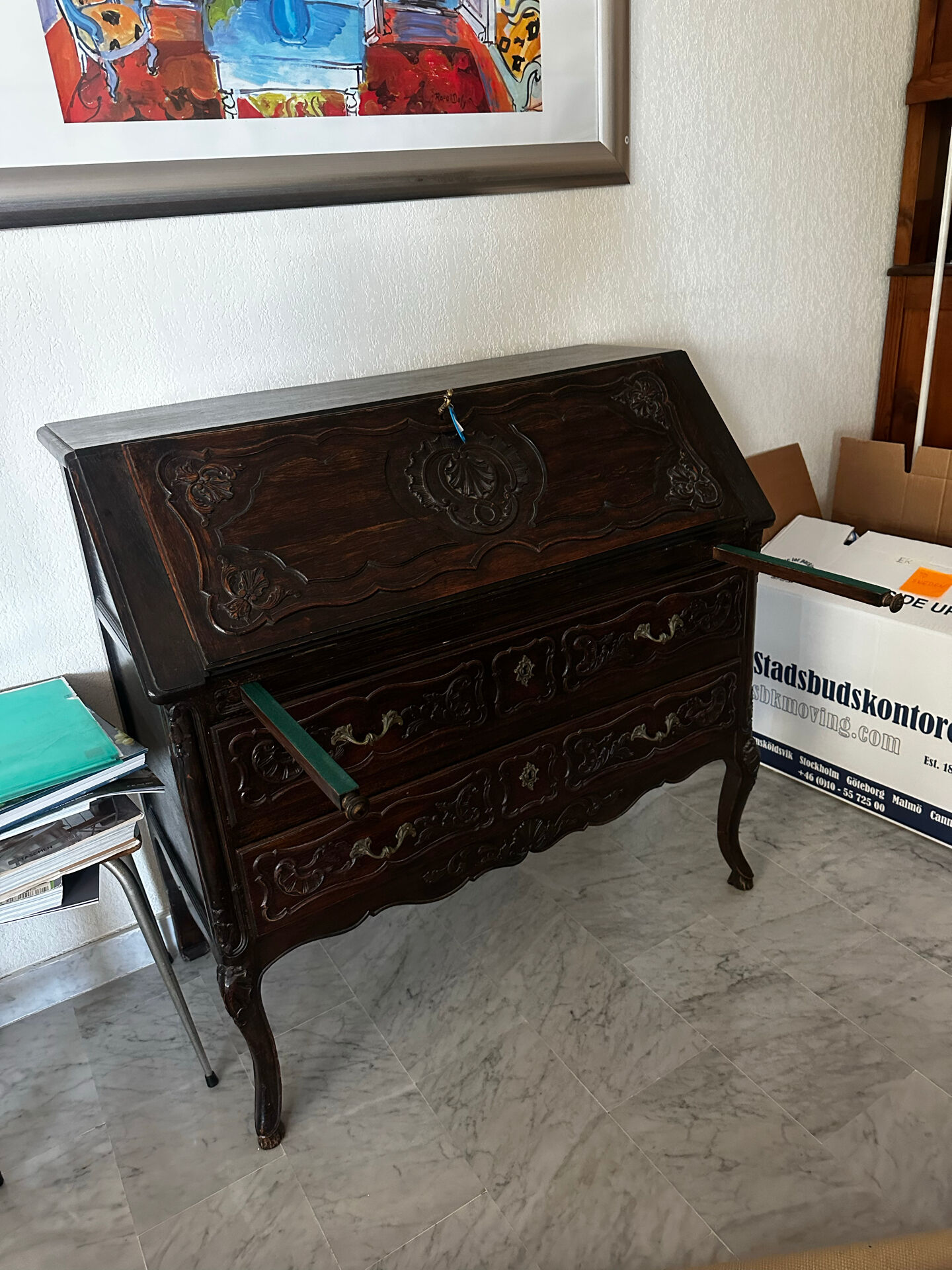 French Louis XV Style Slant-Front Secretary Desk