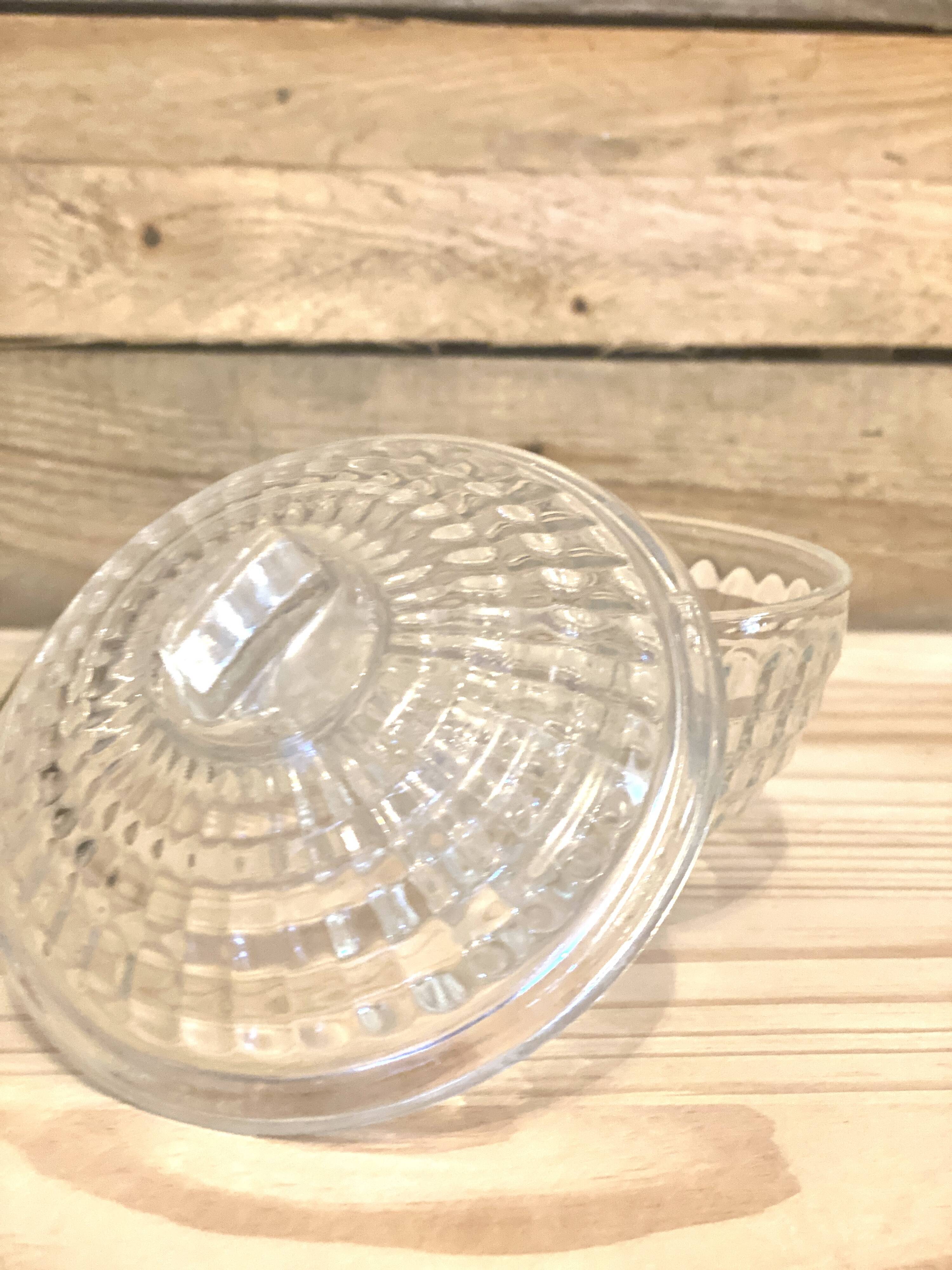 Old glass sugar bowl