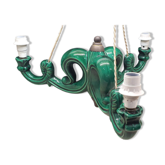 Chandelier 3 arms ceramic green art deco