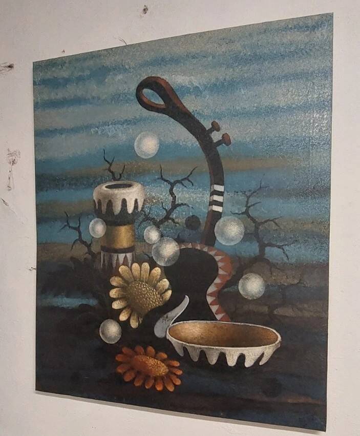 Gianfranco Rontani . Lucca (1926-2018) large oil on canvas 118 x 97 surrealist