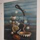 Gianfranco Rontani . Lucca (1926-2018) large oil on canvas 118 x 97 surrealist