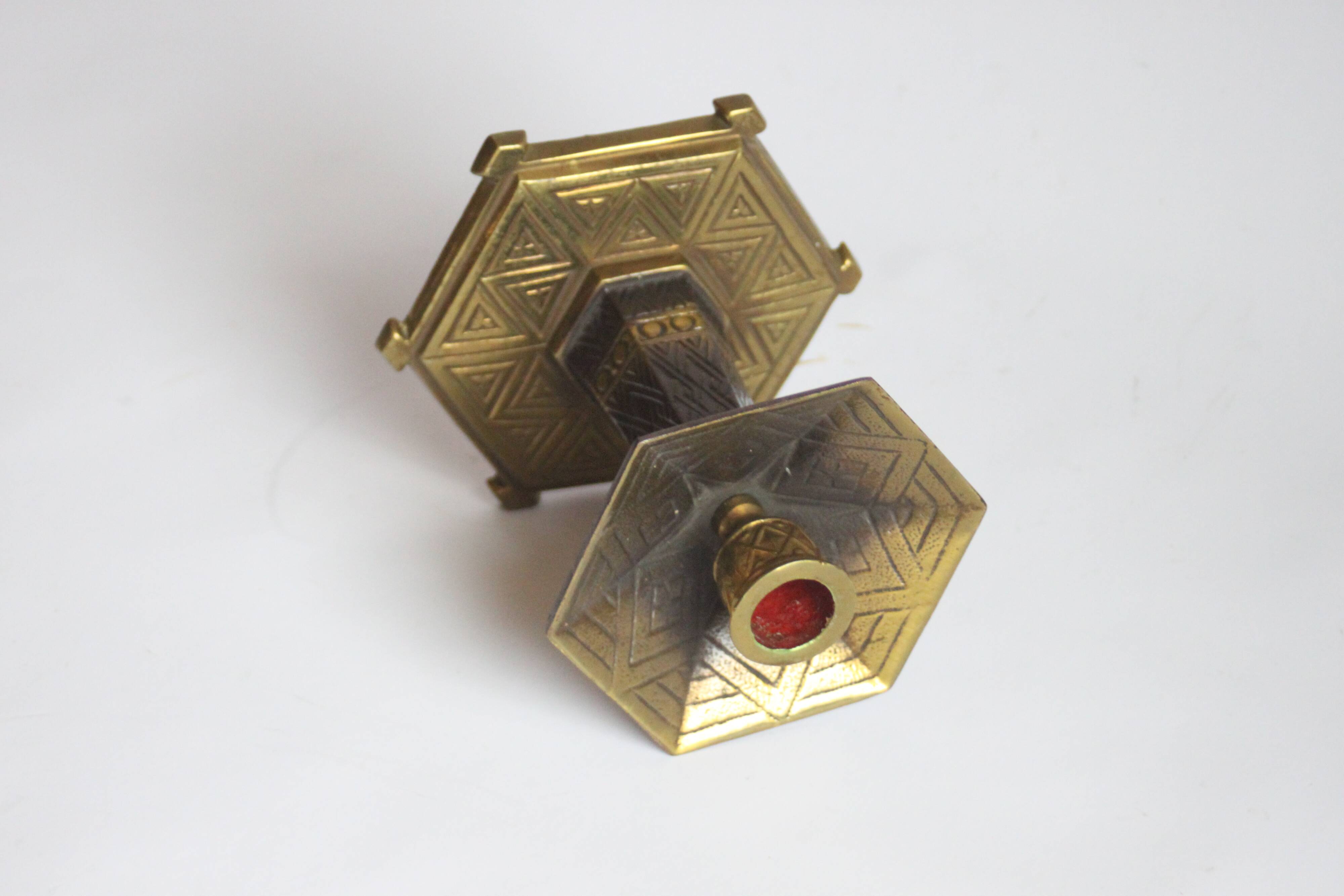 Art deco altar candle sticks in brass, 1920s
