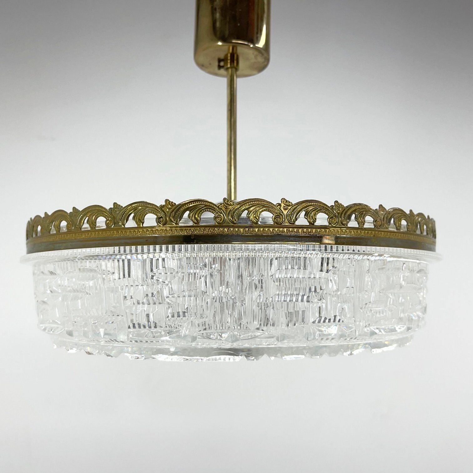 1960's Pressed Glass Pendant with Decorativ Rim, Czechoslovakia