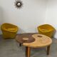 Solid wood coffee table with 2 Yin and Yang elements vintage 60s