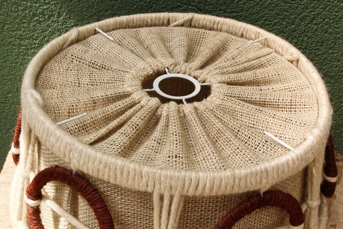 Lampshade, pendant light, 70s in wool and linen