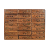 Old teak storage cabinet with 21 drawers