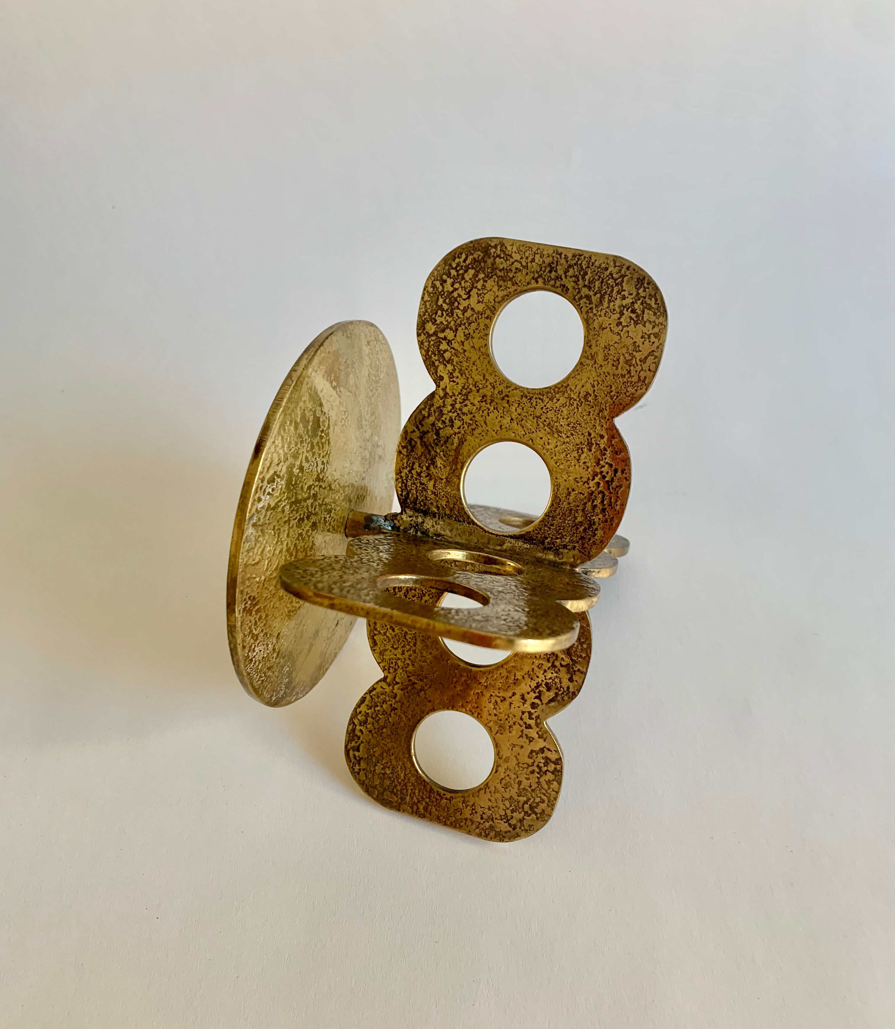 Brutalist bronze candleholder, 1970s