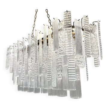 Contemporary Italian Rectangular Strip “Listelli” Murano Glass Chandelier b