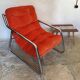 Fauteuil chauffeuse vintage pop 1970’s tubulure chrome