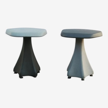 Paire de tabourets gris design vintage 1980
