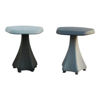 Pair of gray stools vintage design 1980