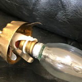 Ceiling lamp 8 tulips 1950 golden metal molded glass