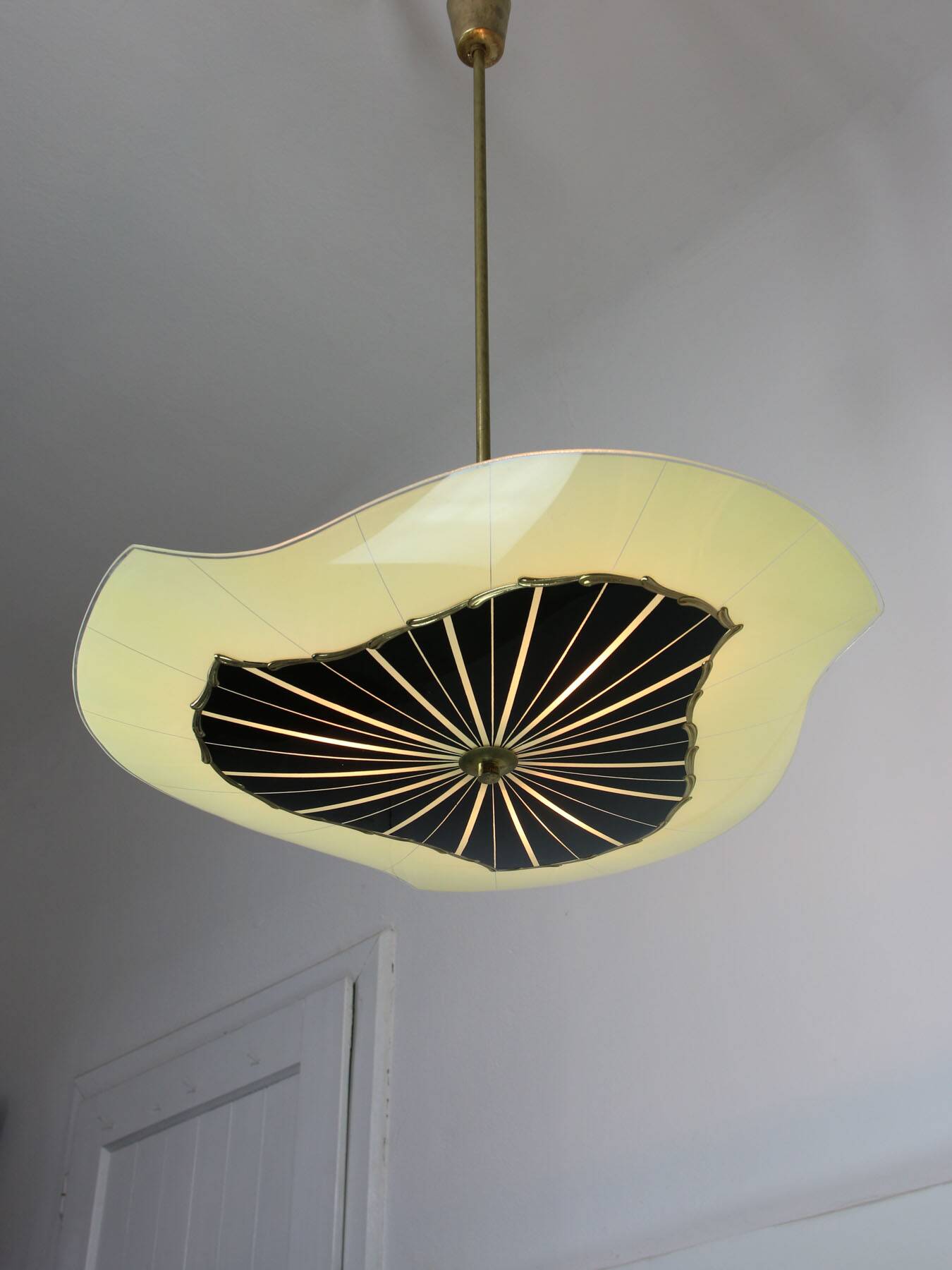 Lustre vintage en verre de Murano et laiton, années 50