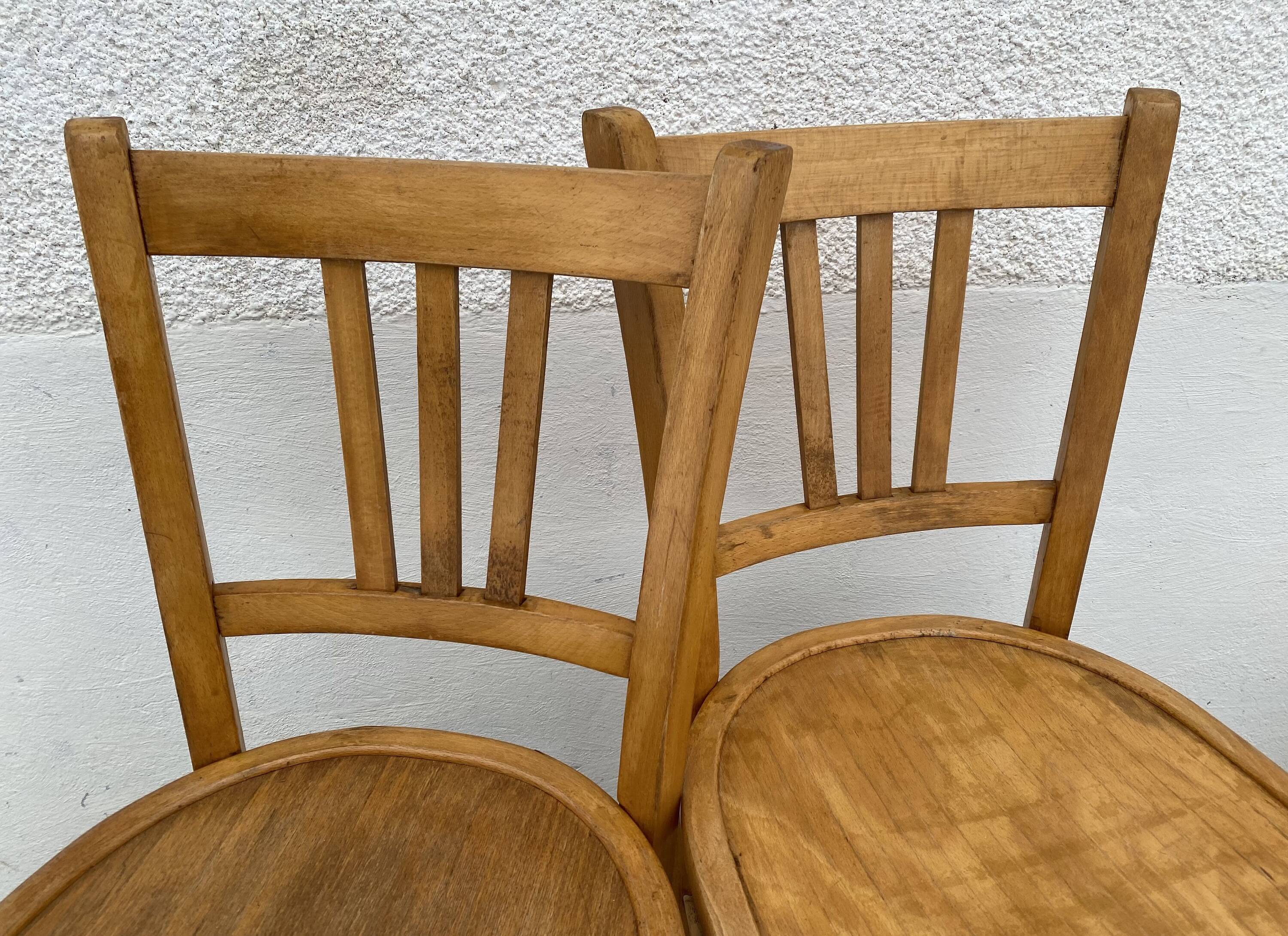 Série de 4 chaises bistro vintage 1949-50