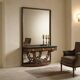 Antique console with a walnut mirror and green marble, Italy, 20th century.