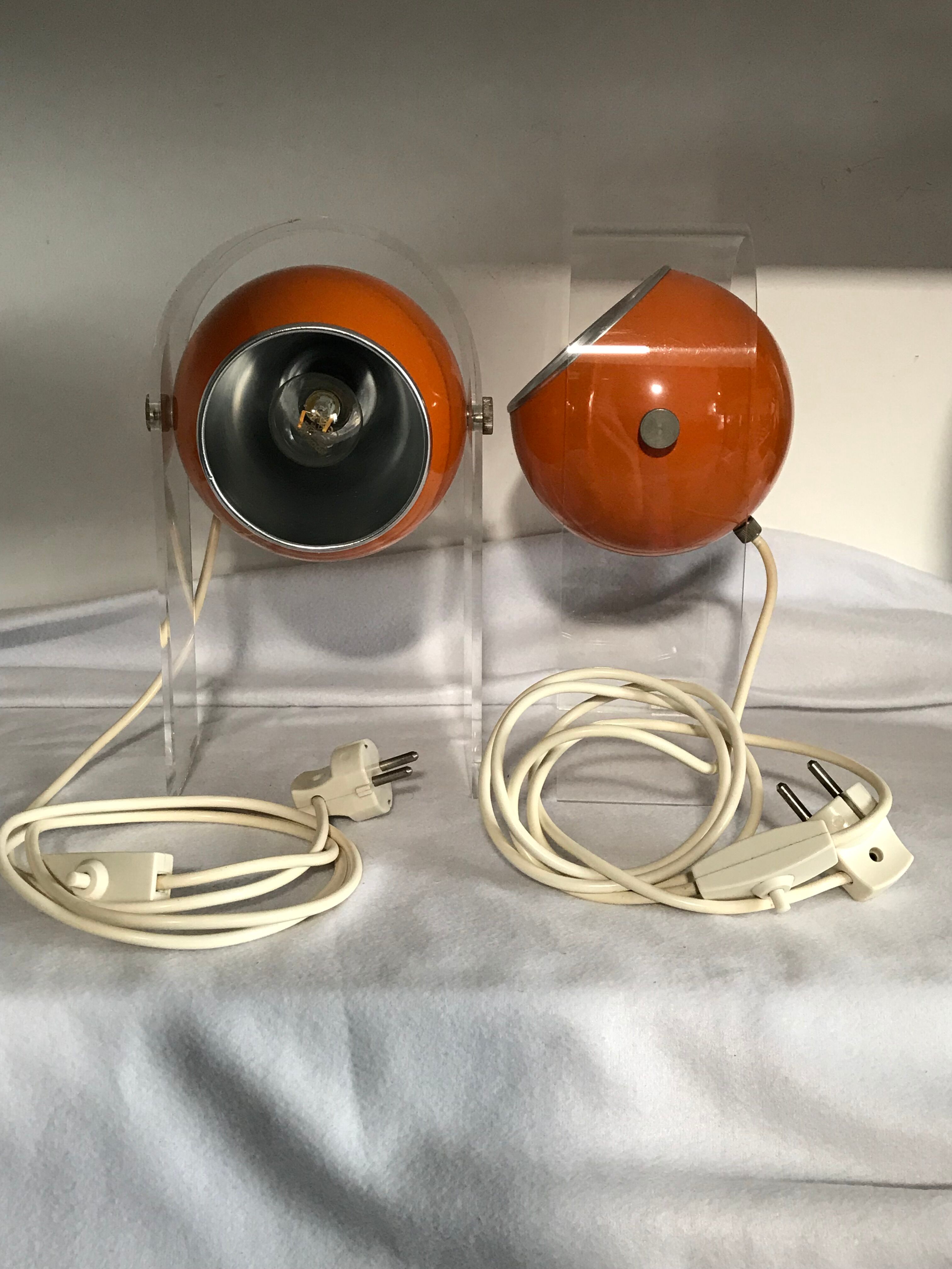 Paire de lampes oranges Robert Sonneman