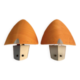 Vintage wood and metal wall lights, France 1980s