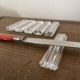 Vintage knife holders of 6, in glass