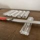 Vintage knife holders of 6, in glass