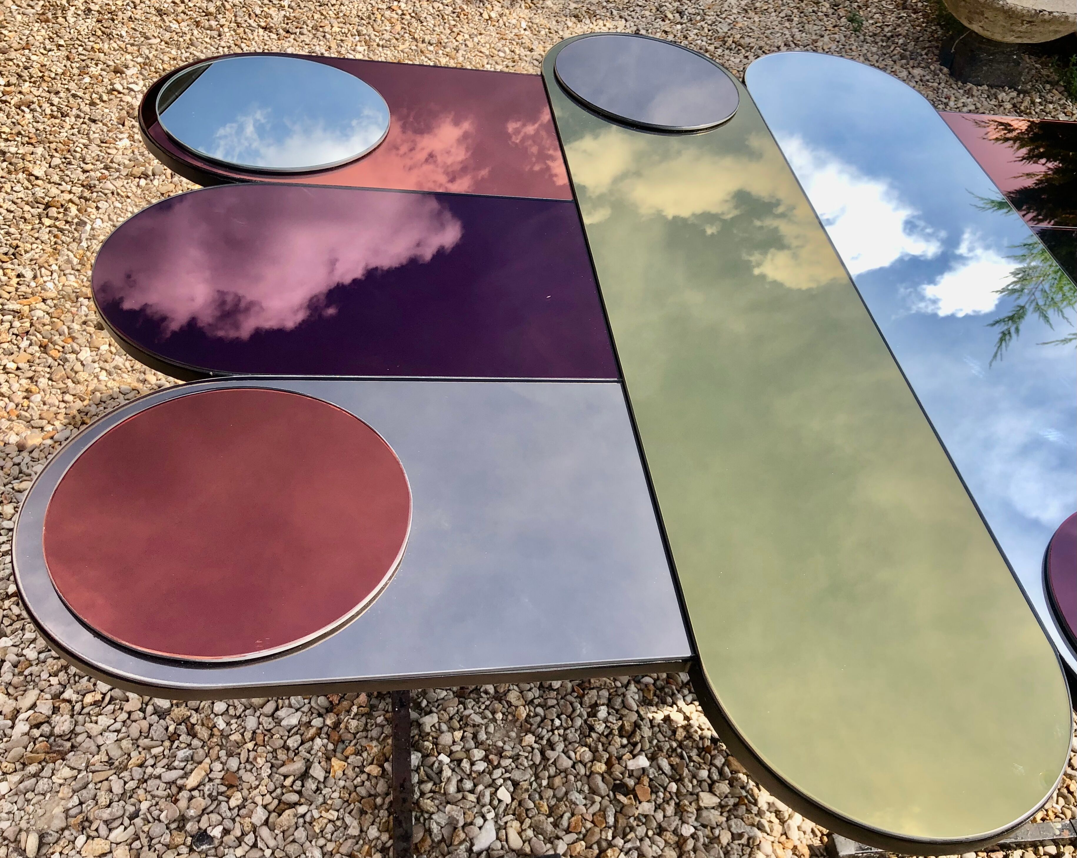 Miroir style 70'S en verre miroir fumé coloré