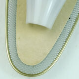 1950s sconce gray metal mesh and brass with white acrylic shade