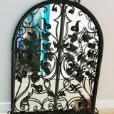 Console and mirror set - wrought iron and marble - 30s