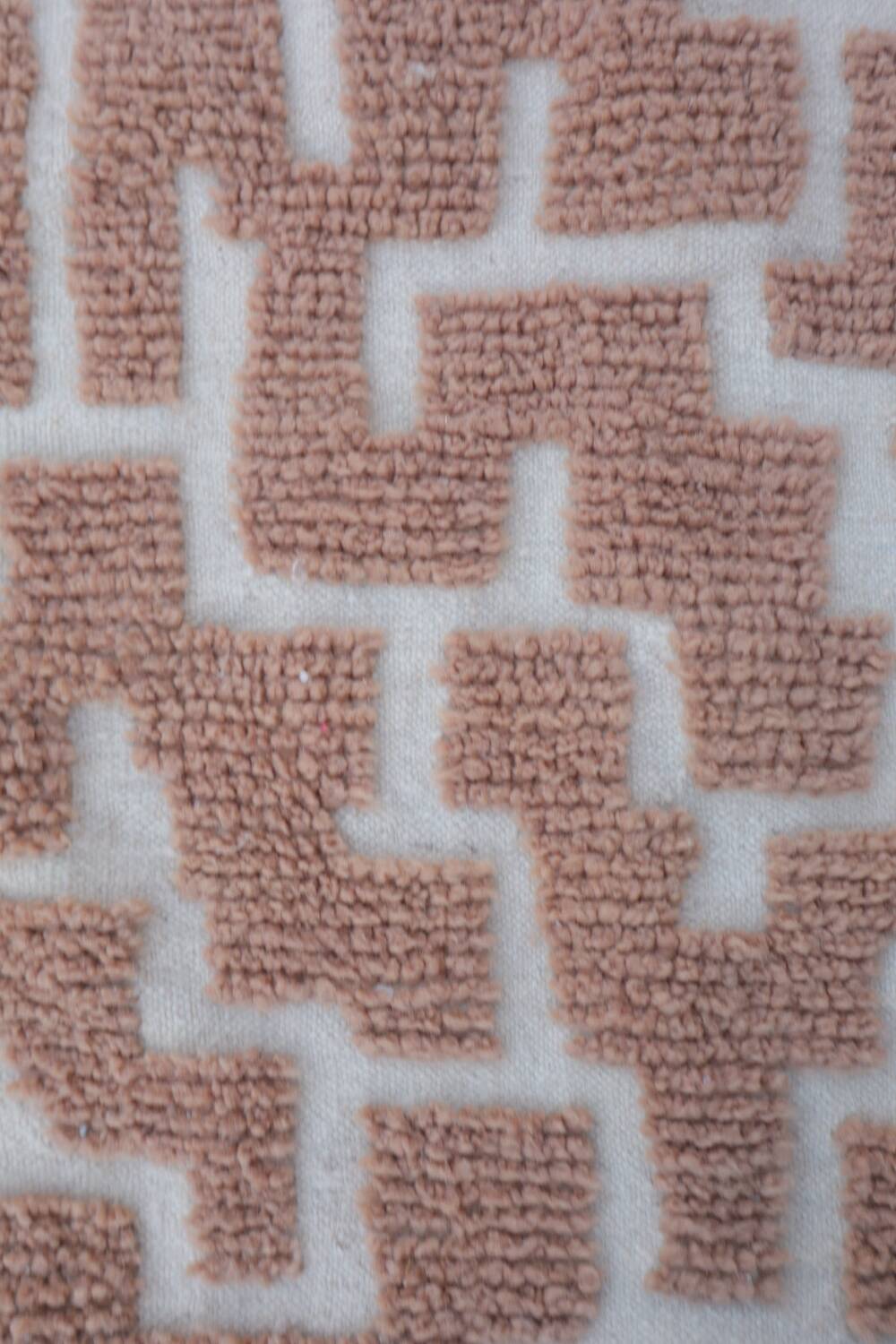 Dark beige Berber hallway rug with modern reliefs