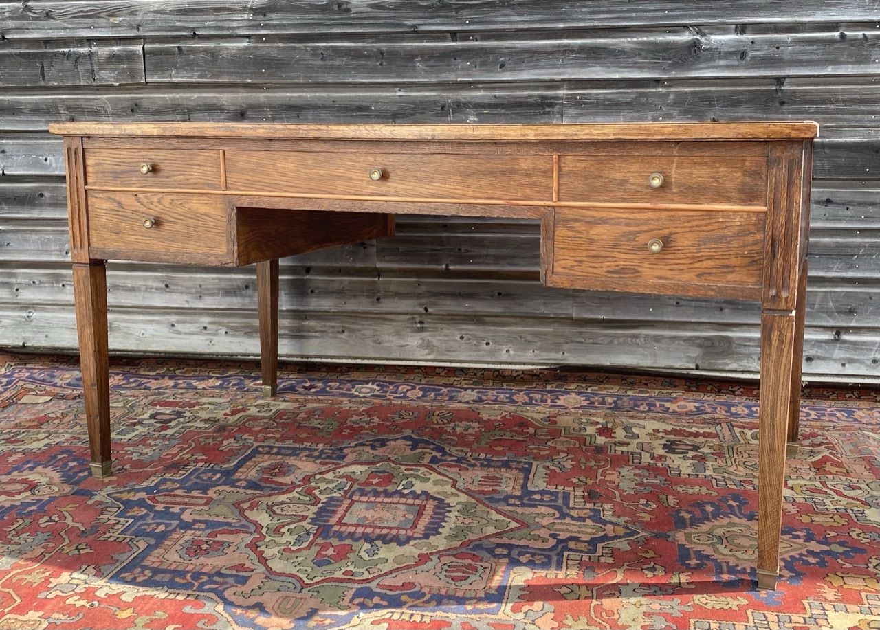 Flat desk double face in natural wood style  Louis XVI XIX eme century