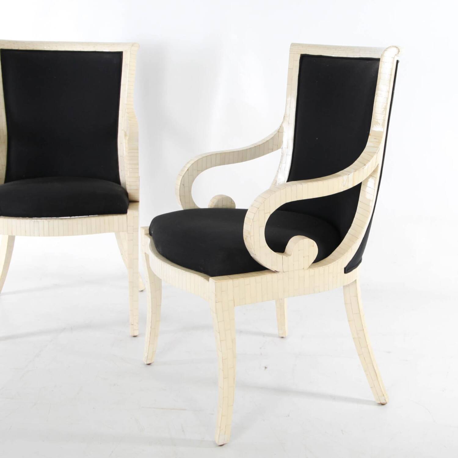 Pair of bone marquetry armchairs