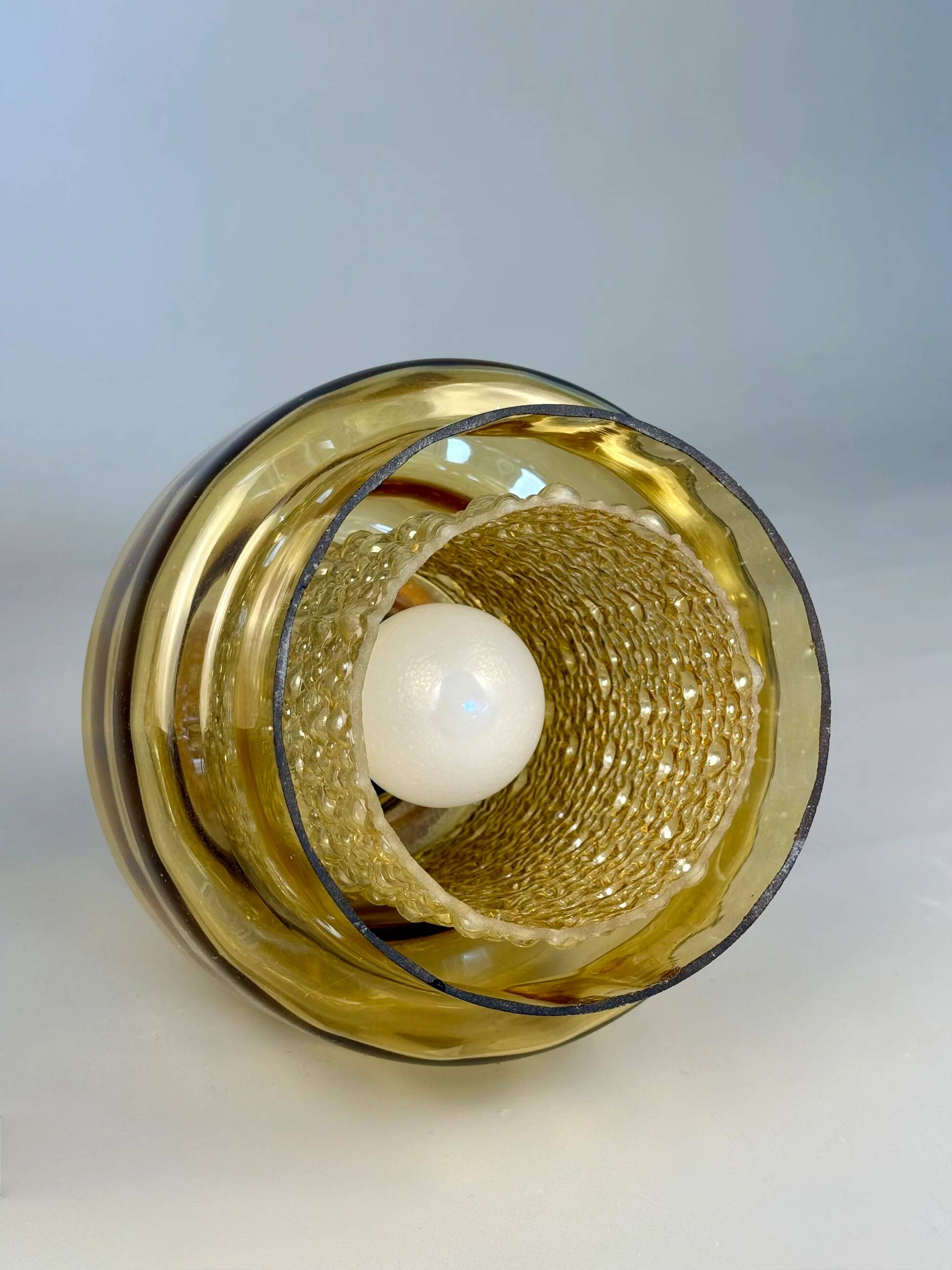 Amber glass vintage pendant, 1960s–70s style