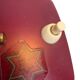 Vintage burgundy table lamp with glass shade.