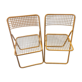 Lot de 2 chaises pliantes en métal jaune vintage