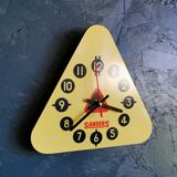 Vintage formica clock triangular silent wall clock "Sanders yellow"