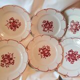 6 assiettes plates decor roses rouges