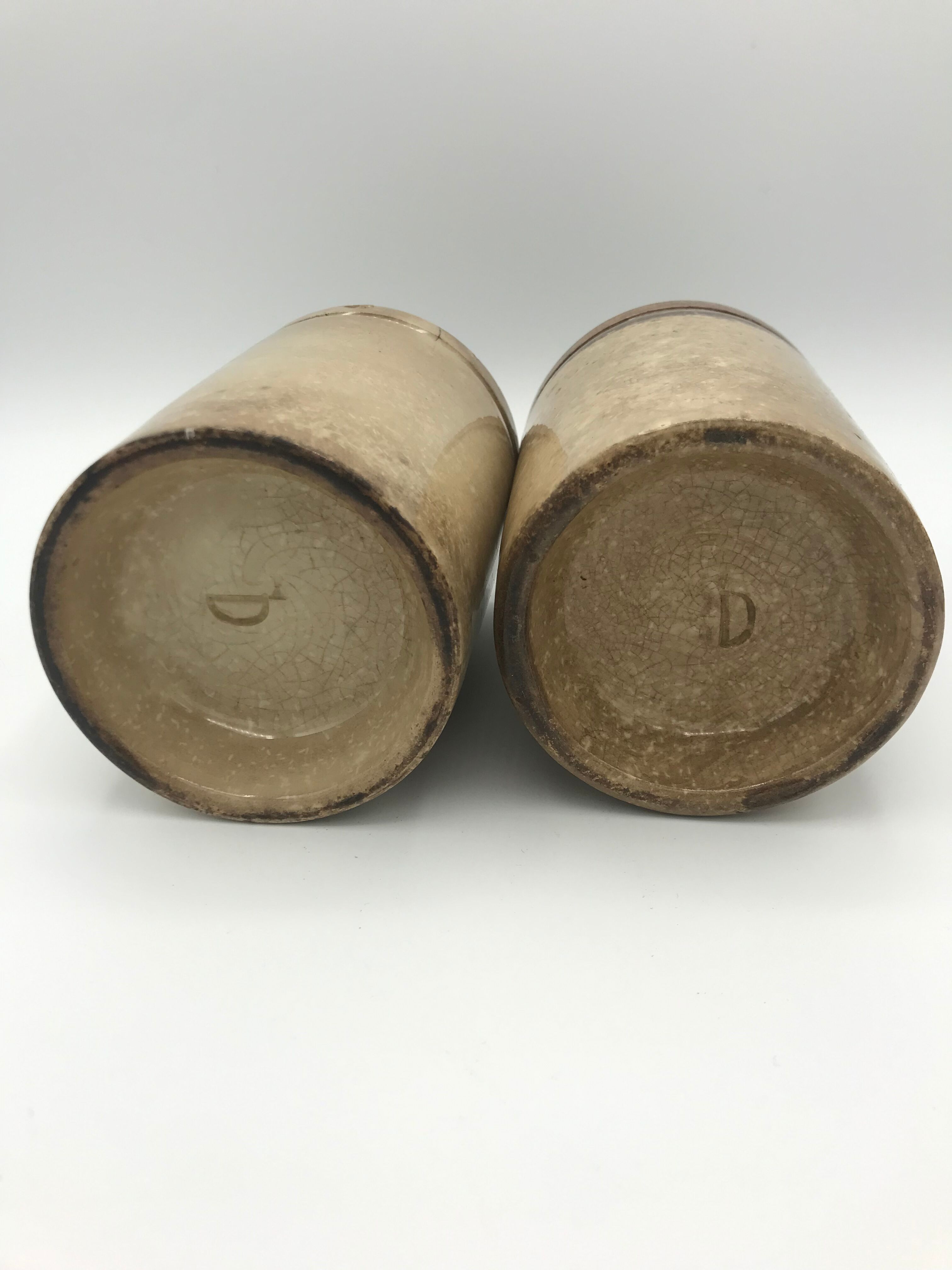 Set of 2 old ceramic jam jars