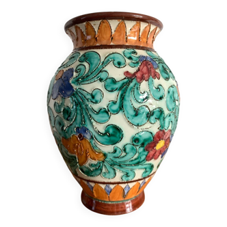 Cerart Monaco vase – relief floral decoration – signed and numbered – year