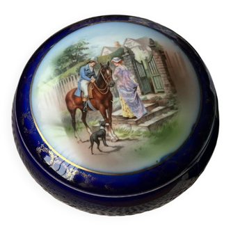 German Ilmenau porcelain candy dish in cobalt blue 1950/60