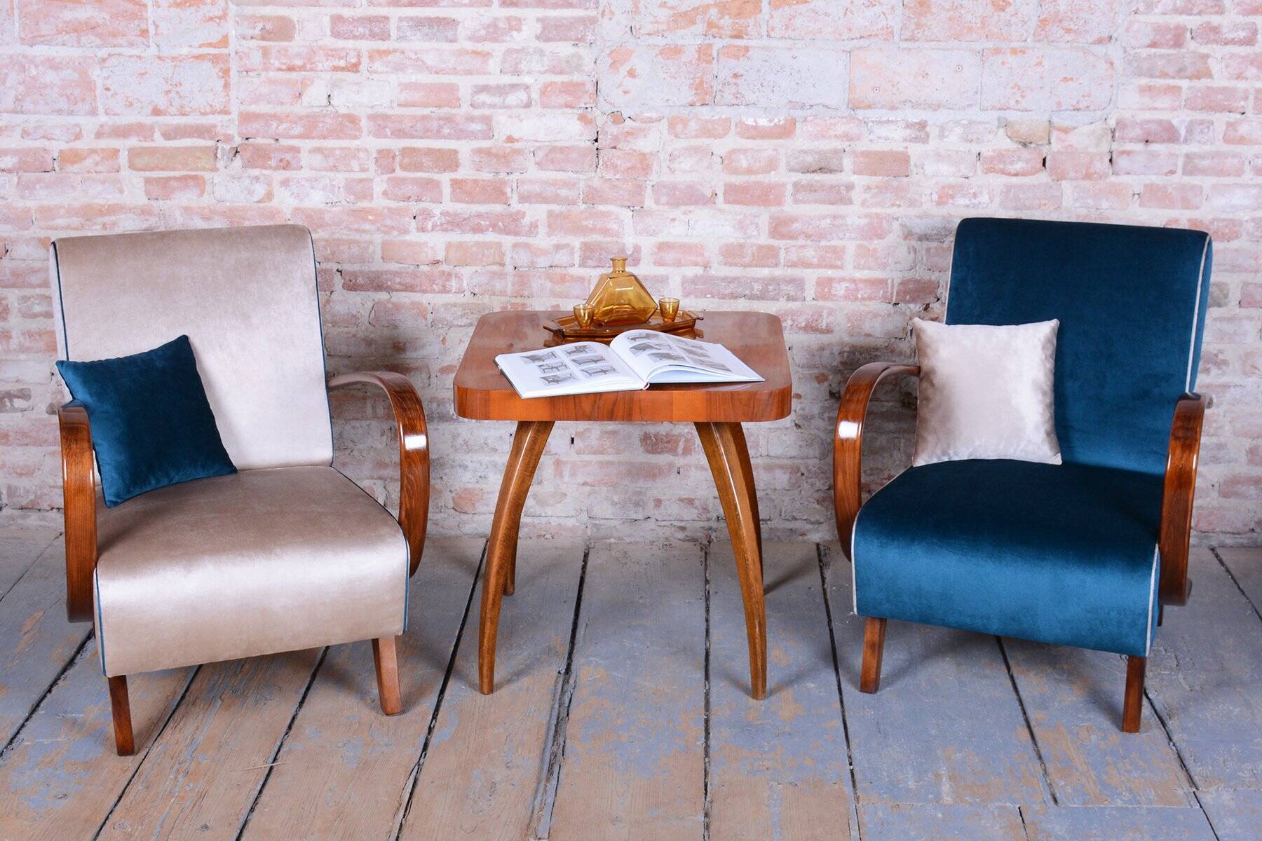 Art Deco Armchairs attributed to J. Halabala for Up Závody, Czech, 1940s, Set of 2