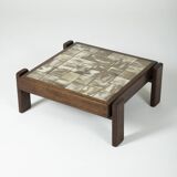 Ceramic and solid wood coffee table, 1960s