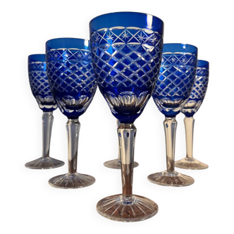 6 verres à pied cristal de bohème DLG saint Louis baccarat Daum