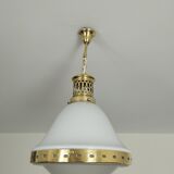 Art Deco pendant lamp from the 1920s in white opaline and frosted glass – Stamped B.A.G.