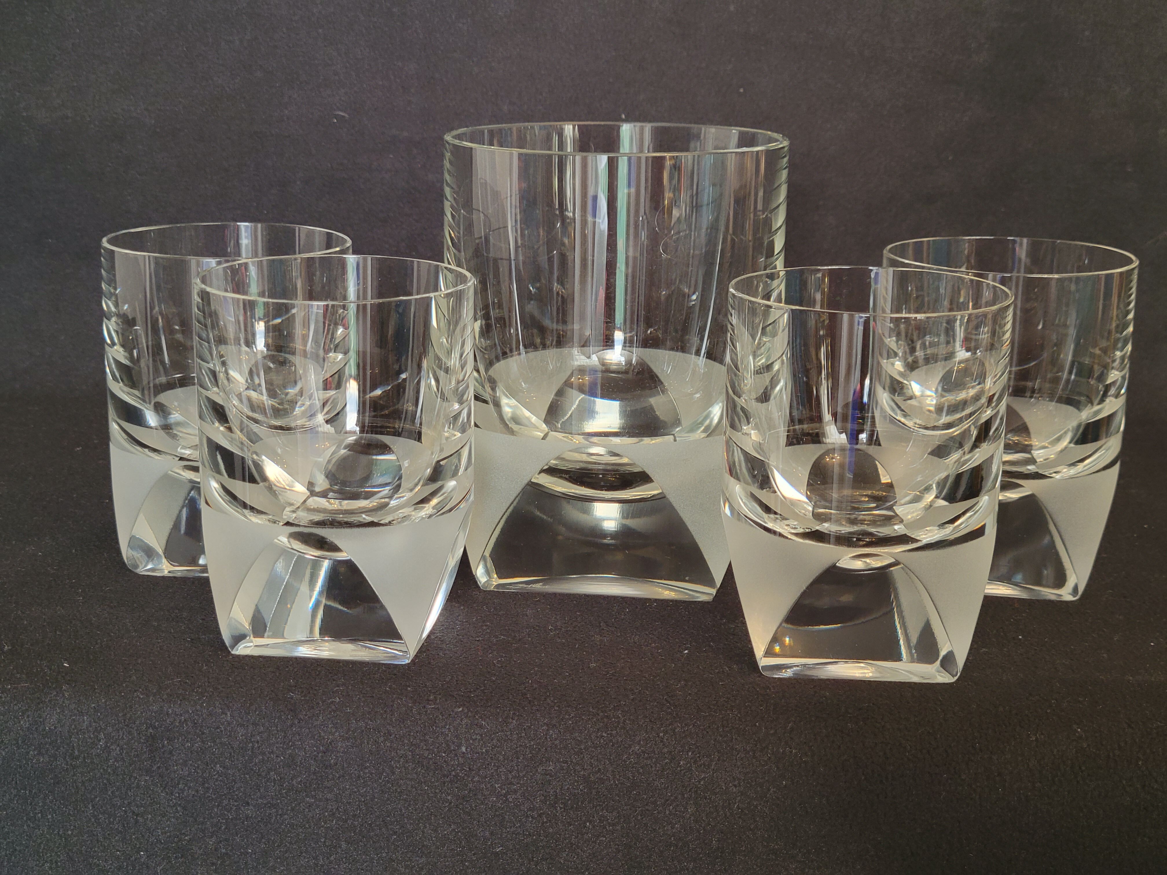 4 Rosenthal crystal whisky glasses + ice bucket + 2 shot glasses