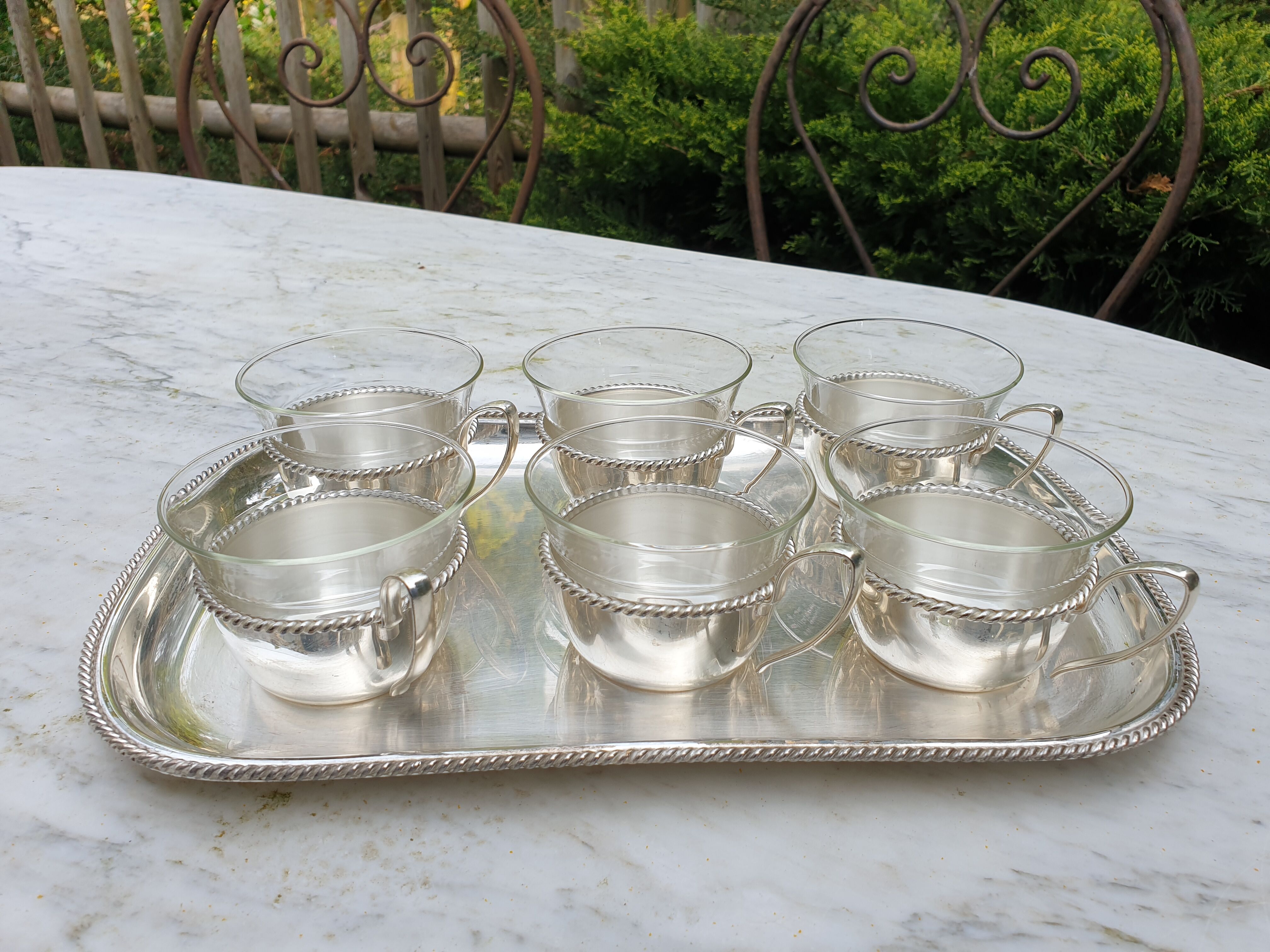 Silver coffee set and glass schott mainz 1970