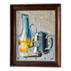 Blue yellow still life painting