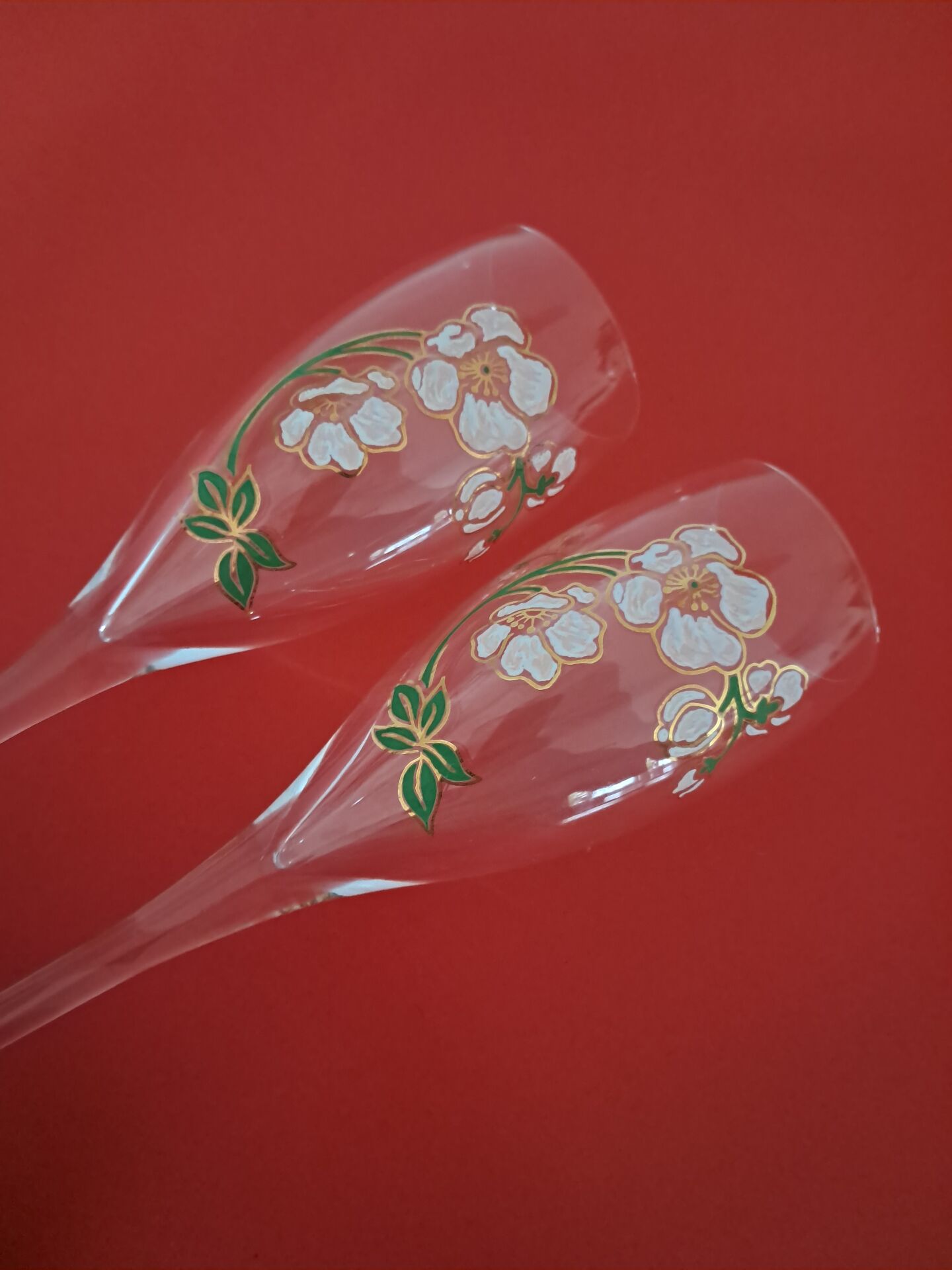 2 champagne flutes Perrier Jouet from the 1980s
