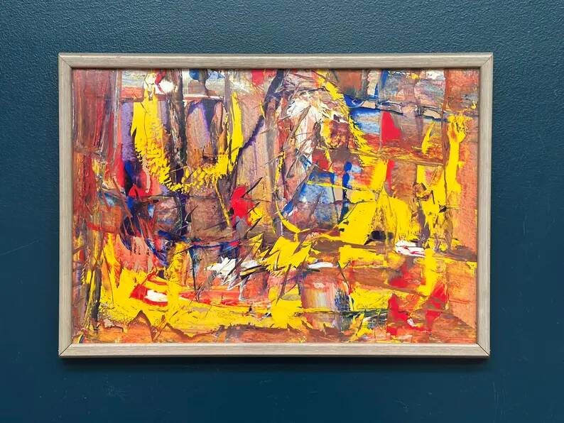 Original Swedish Oil on Panel - 'Komposition' by Daniel Raphaël - Signed - Vintage and Framed - 53 x 38 cm (20.9" x 15")