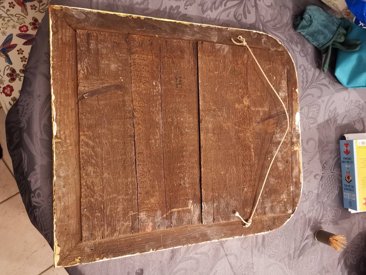 Antique Louis Phillipe mirror gilded with imitation gold copper leaf