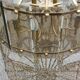 70s designer chandelier with smoked glass plates and gold metal frame